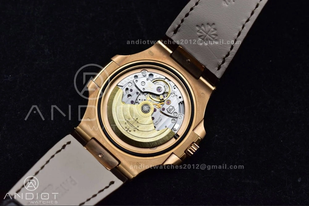 WrinkleFree Nautilus 5711 1R RG 3KF 1:1 Best Edition Brown Textured Dial on Brown Leather Strap A324 Super Clone V 381