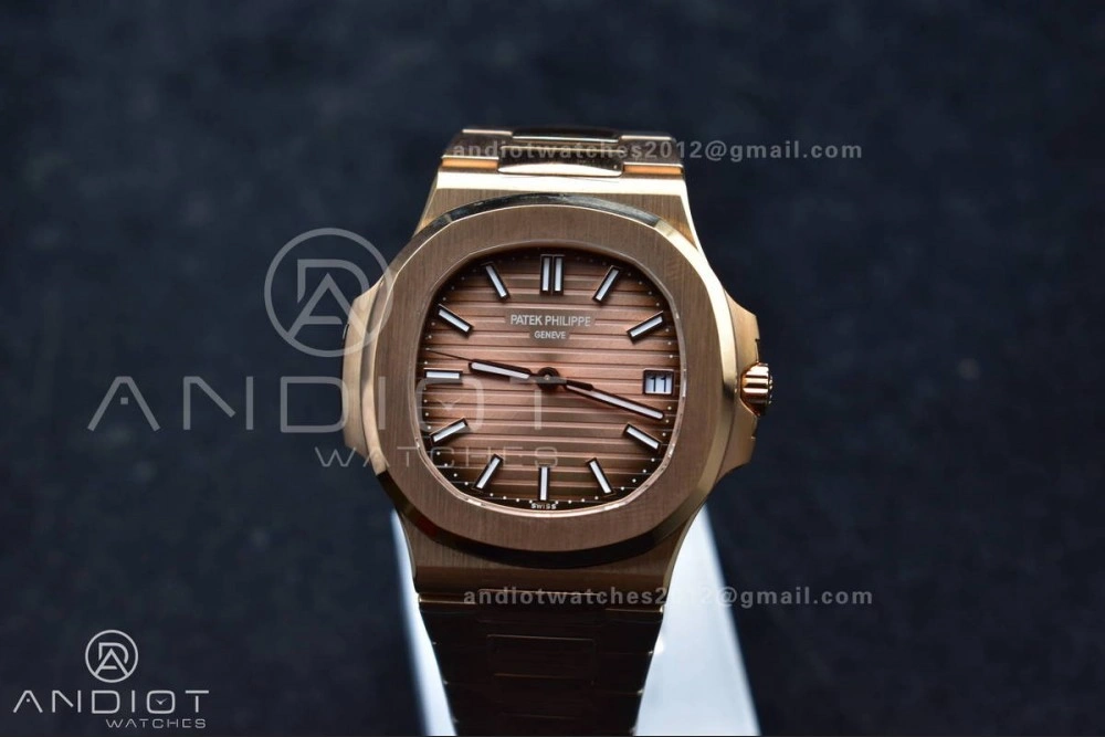 Affordable Nautilus 5711 1R RG 3KF 1:1 Best Edition Brown Textured Dial on RG Bracelet A324 Super Clone V 370