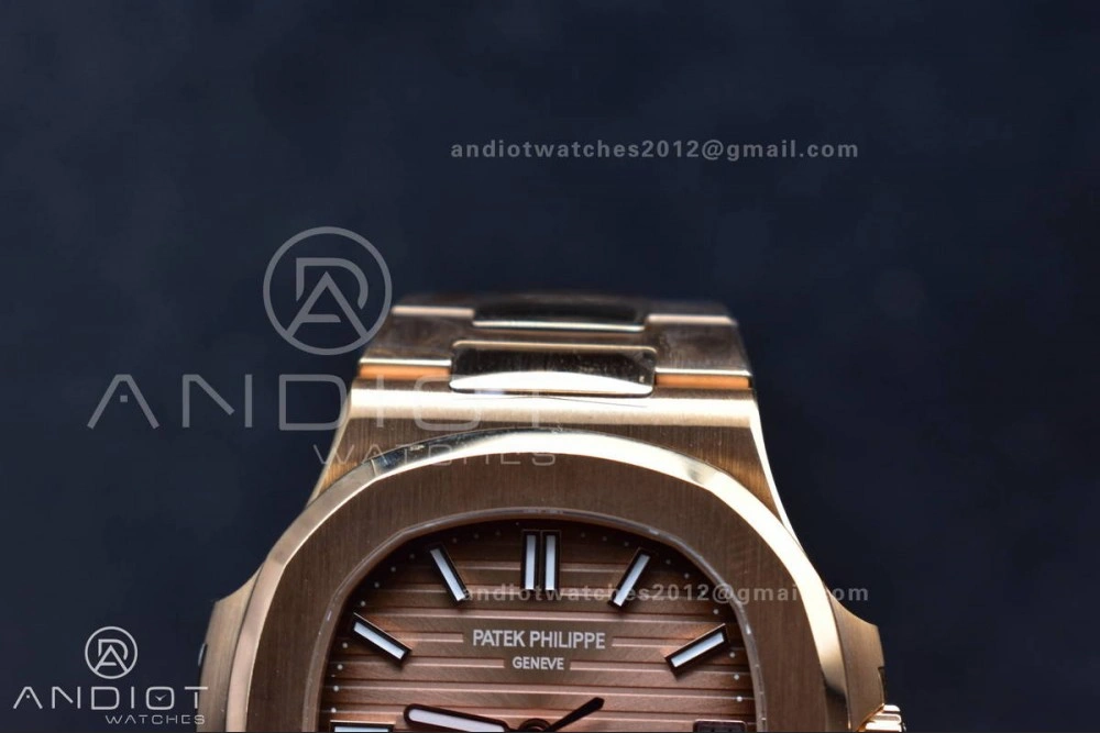 Affordable Nautilus 5711 1R RG 3KF 1:1 Best Edition Brown Textured Dial on RG Bracelet A324 Super Clone V 370