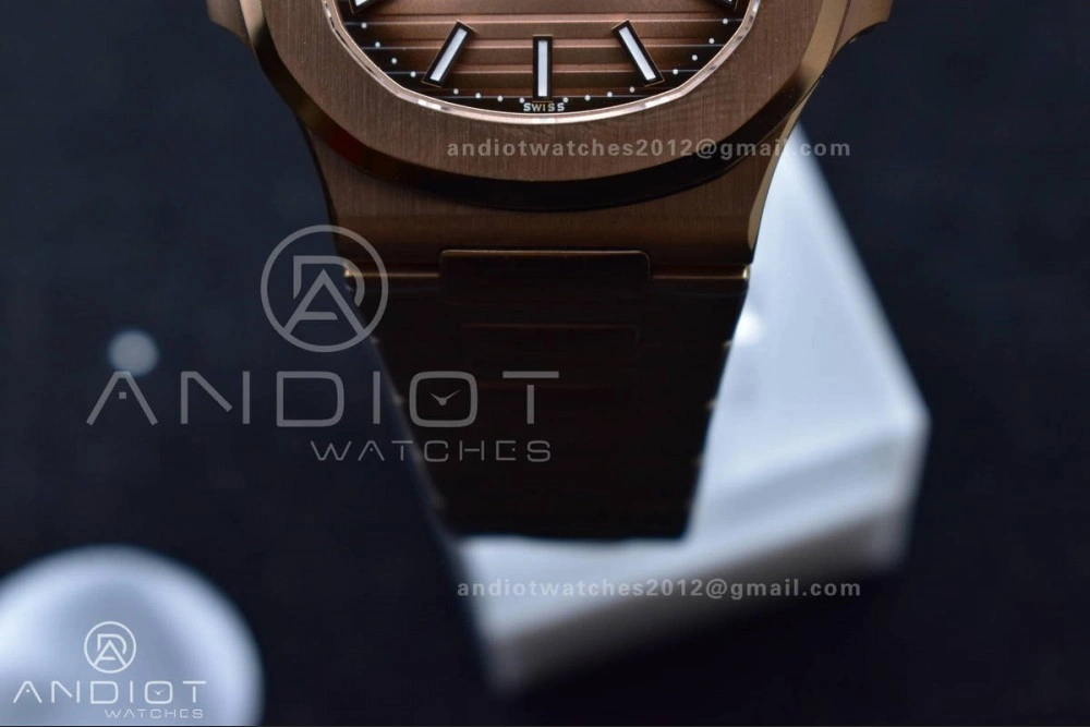 Affordable Nautilus 5711 1R RG 3KF 1:1 Best Edition Brown Textured Dial on RG Bracelet A324 Super Clone V 370