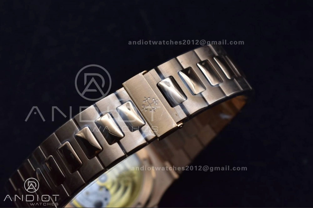 Affordable Nautilus 5711 1R RG 3KF 1:1 Best Edition Brown Textured Dial on RG Bracelet A324 Super Clone V 370