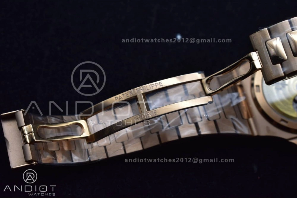 Affordable Nautilus 5711 1R RG 3KF 1:1 Best Edition Brown Textured Dial on RG Bracelet A324 Super Clone V 370
