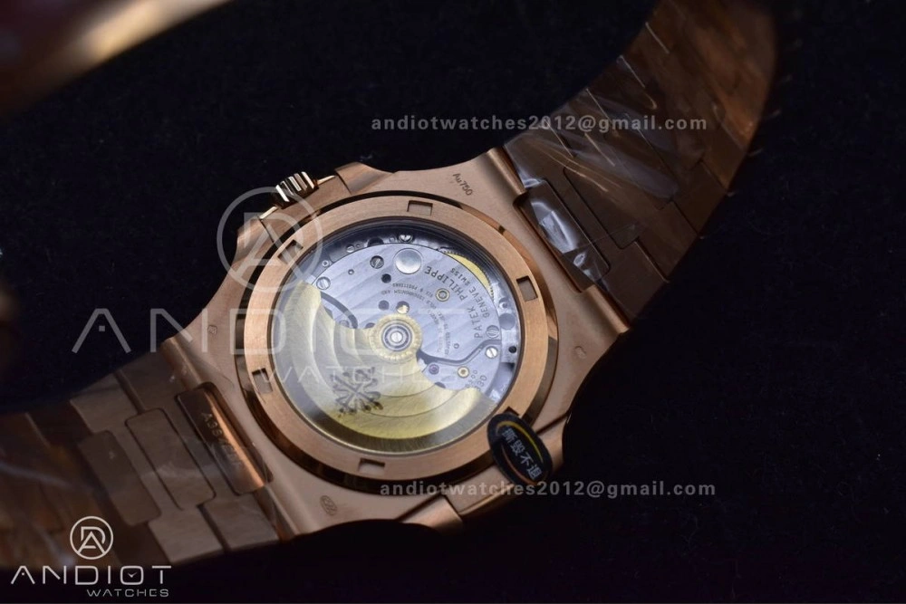 Affordable Nautilus 5711 1R RG 3KF 1:1 Best Edition Brown Textured Dial on RG Bracelet A324 Super Clone V 370