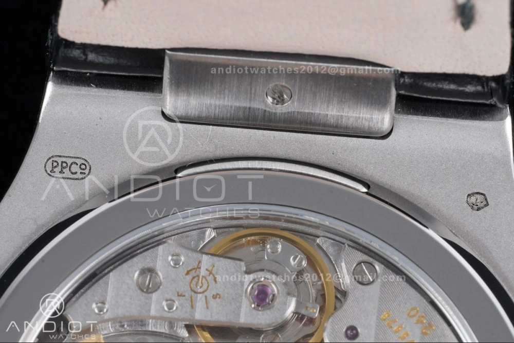 Nautilus 5712 Full Diamonds SS PPF 1:1 Best Edition Blue Dial on Black Leather Strap A240 Super Clone V Durable 378