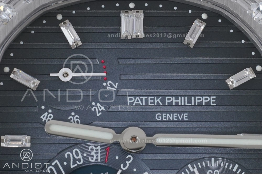Nautilus 5712 Full Diamonds SS PPF 1:1 Best Edition Blue Dial on Black Leather Strap A240 Super Clone V Durable 378