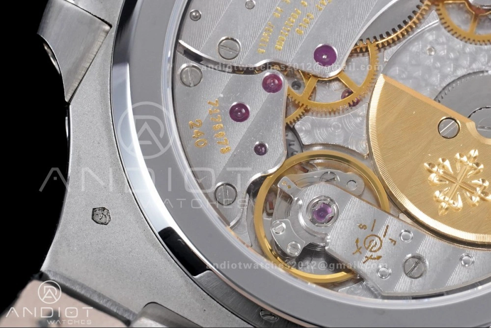 Nautilus 5712 Full Diamonds SS PPF 1:1 Best Edition Gray Dial on Black Leather Strap A240 Super Clone V EasyCare 361