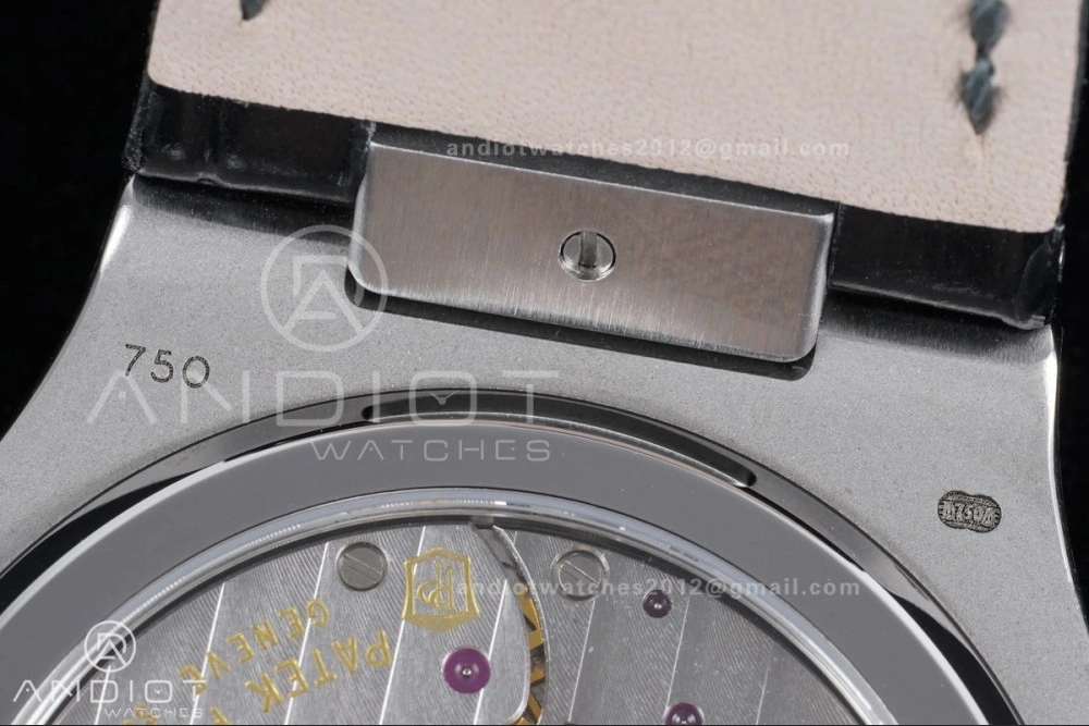Nautilus 5712 Full Diamonds SS PPF 1:1 Best Edition Gray Dial on Black Leather Strap A240 Super Clone V EasyCare 361