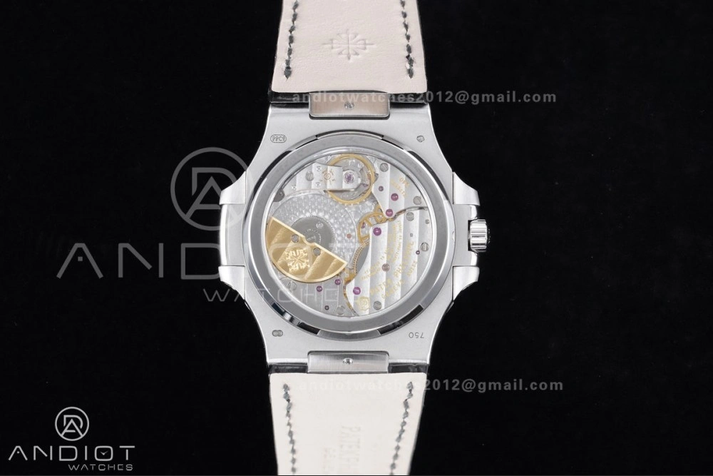 Nautilus 5712 Full Diamonds SS PPF 1:1 Best Edition Gray Dial on Black Leather Strap A240 Super Clone V EasyCare 361