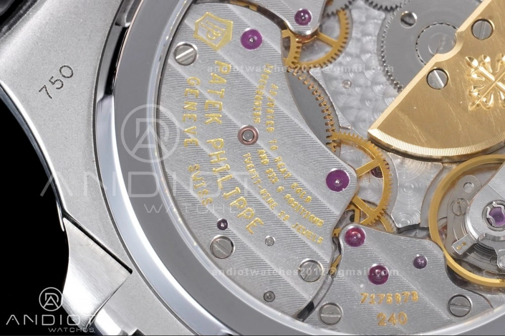Nautilus 5712 Full Diamonds SS PPF 1:1 Best Edition Gray Dial on Black Leather Strap A240 Super Clone V EasyCare 361