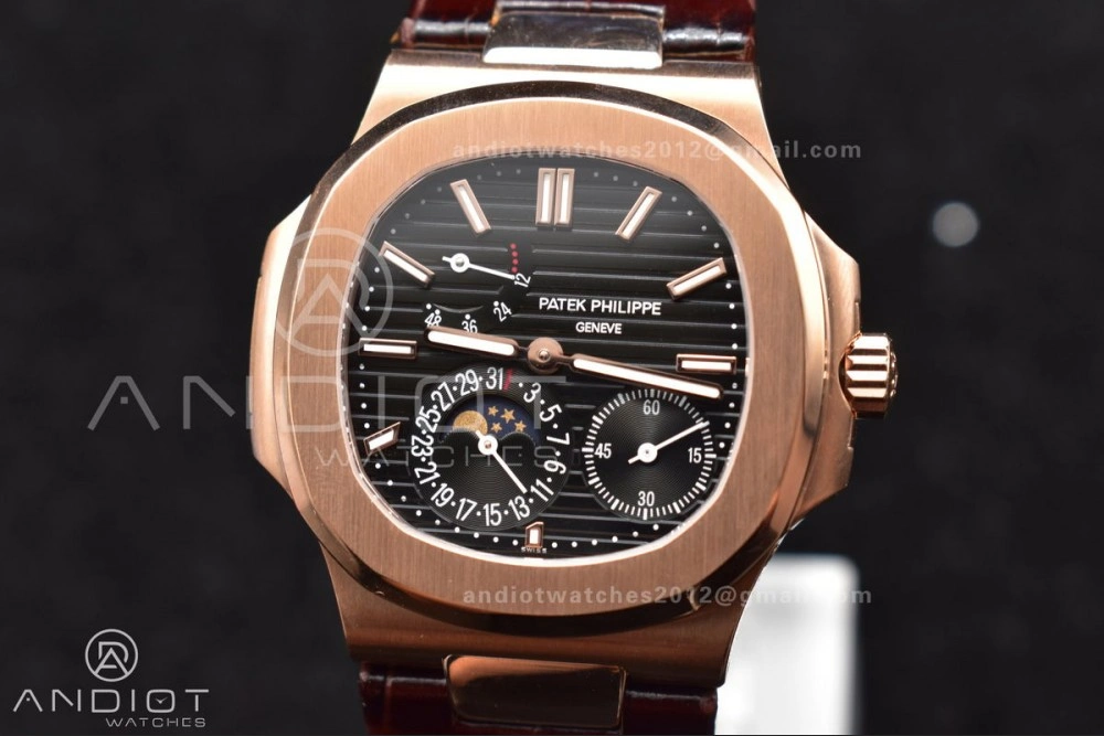 Nautilus 5712 SS RG GRF Best Edition Gray Dial on Brown Croco Strap A23J Durable 912