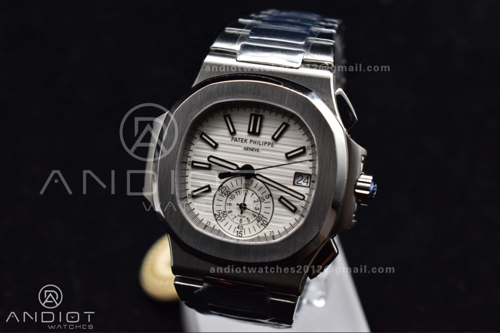 Soft Nautilus Chrono Date 5980 SS SS Wht Stk PPF A7750 Mod 435