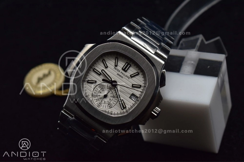 Soft Nautilus Chrono Date 5980 SS SS Wht Stk PPF A7750 Mod 435