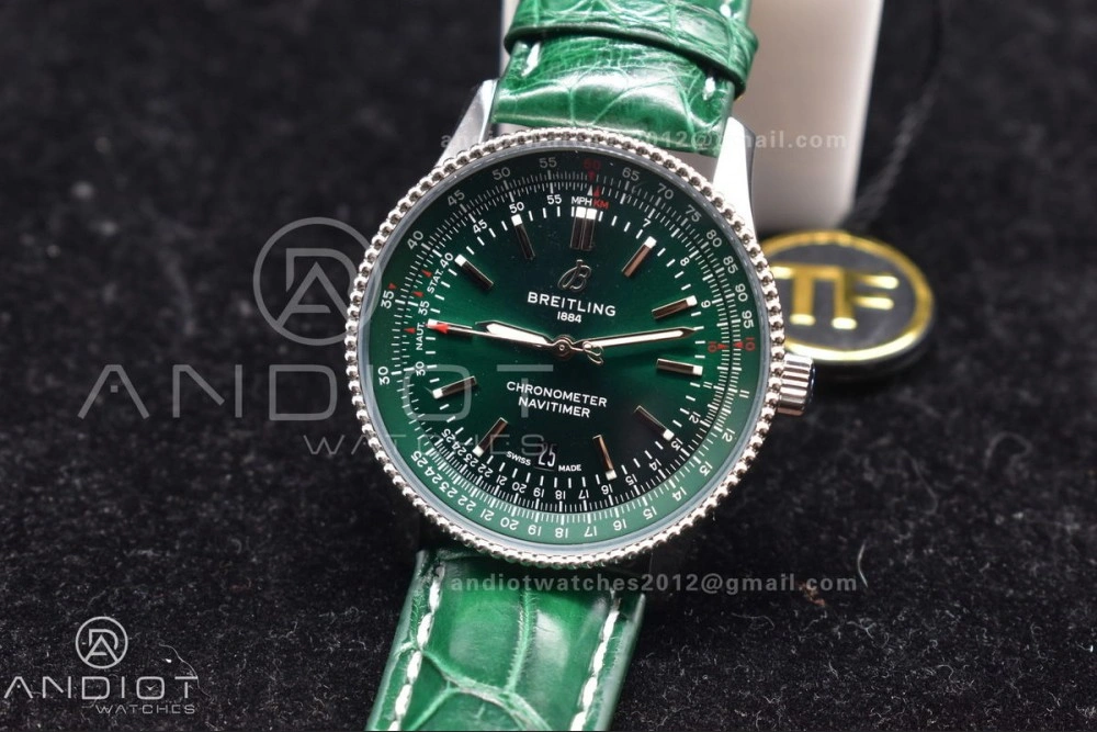 Packable Navitimer  41mm TF 1:1 Best Edition Green Dial on Leather A 179