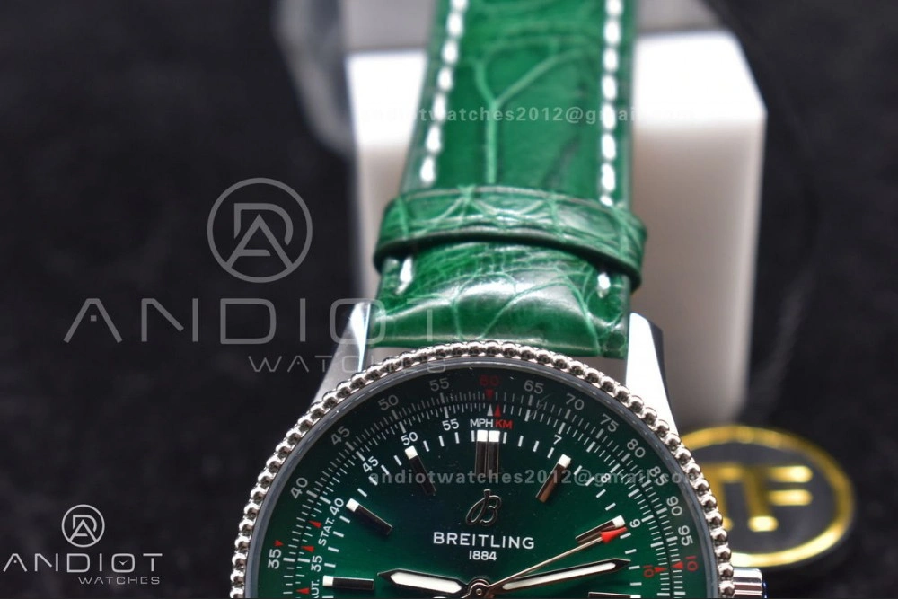 Packable Navitimer  41mm TF 1:1 Best Edition Green Dial on Leather A 179