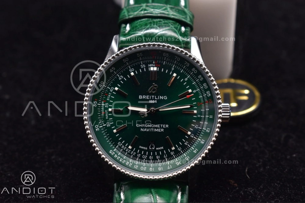 Packable Navitimer  41mm TF 1:1 Best Edition Green Dial on Leather A 179