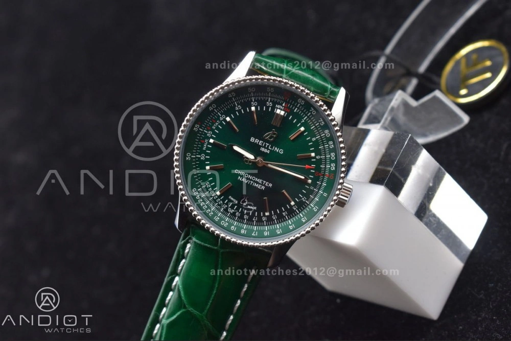 Packable Navitimer  41mm TF 1:1 Best Edition Green Dial on Leather A 179