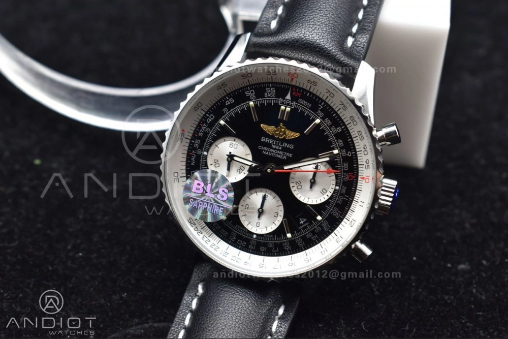 NewStyle Navitimer 1 SS 43mm BLS 1:1 Best Edition Black Dial on Leather Bracelet A 216