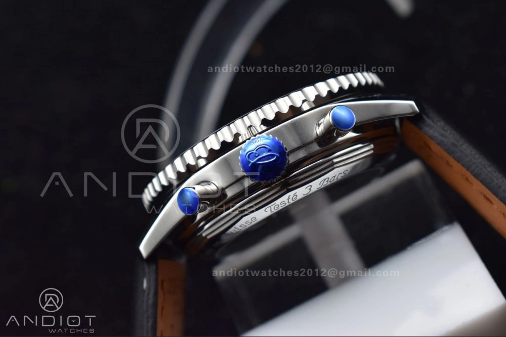 Lightweight Navitimer 1 SS 43mm BLS 1:1 Best Edition Black Dial on Leather Bracelet A 916
