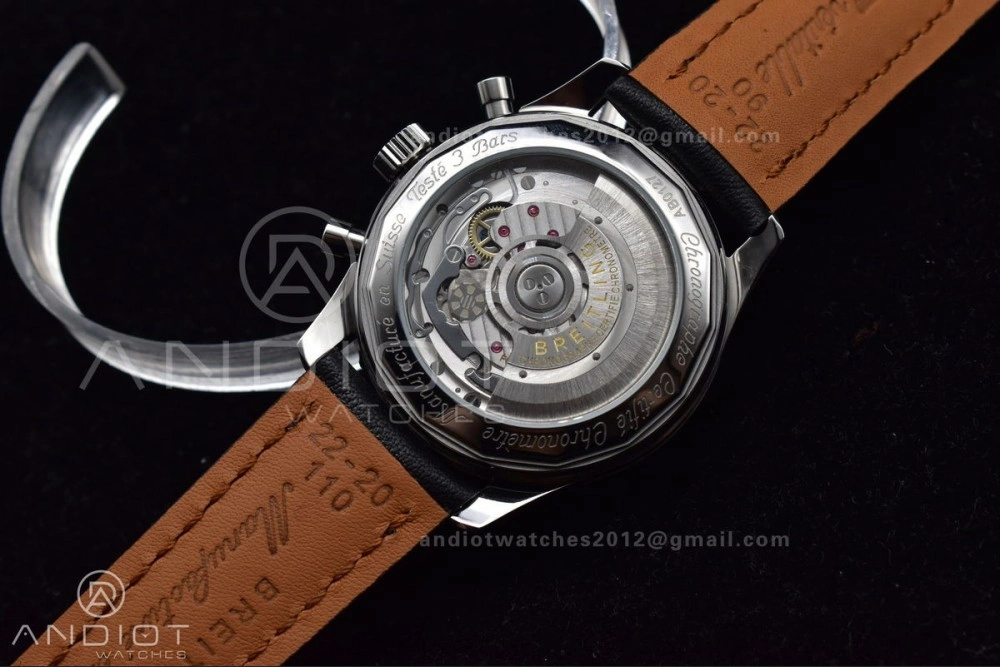 Lightweight Navitimer 1 SS 43mm BLS 1:1 Best Edition Black Dial on Leather Bracelet A 916