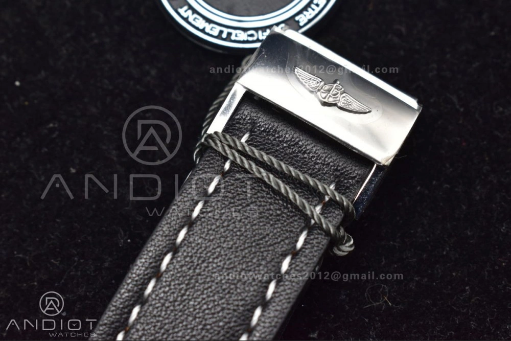 Lightweight Navitimer 1 SS 43mm BLS 1:1 Best Edition Black Dial on Leather Bracelet A 916