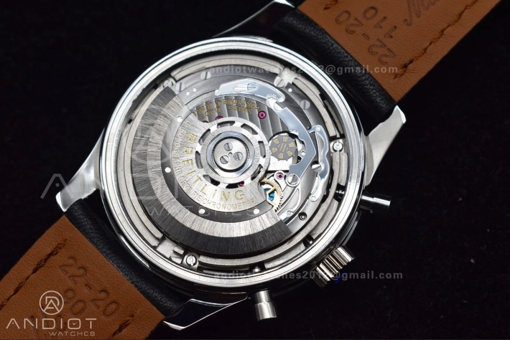 Lightweight Navitimer 1 SS 43mm BLS 1:1 Best Edition Black Dial on Leather Bracelet A 916