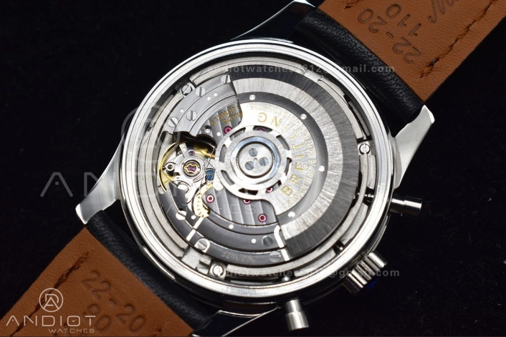 Lightweight Navitimer 1 SS 43mm BLS 1:1 Best Edition Black Dial on Leather Bracelet A 916