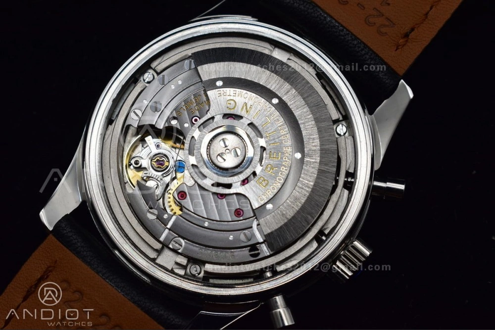 Lightweight Navitimer 1 SS 43mm BLS 1:1 Best Edition Black Dial on Leather Bracelet A 916