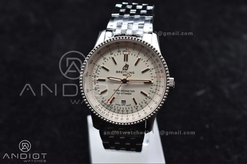 Tailored Navitimer 1 SS V7F 1:1 Best Edition RG Bezel White Dial on SS Bracelet A 923