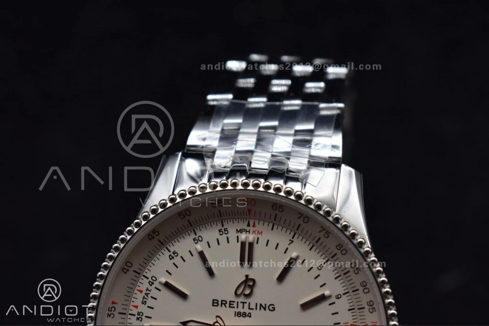 Tailored Navitimer 1 SS V7F 1:1 Best Edition RG Bezel White Dial on SS Bracelet A 923