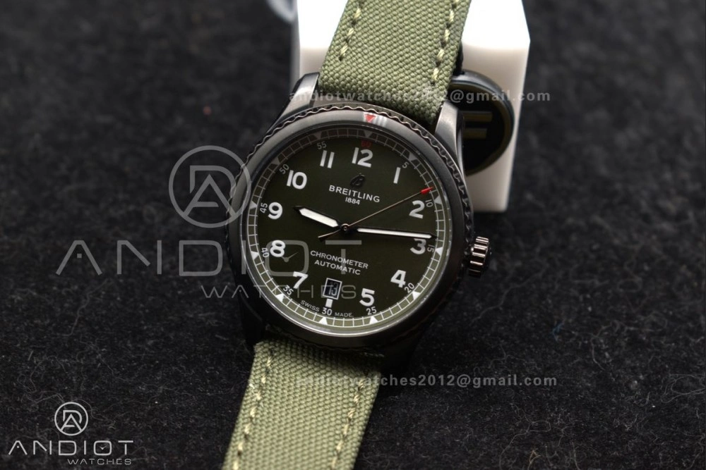 Navitimer 8 Automatic 41mm PVD TF 1:1 Best Edition Green Dial on Green Nylon Strap A Unisex 918