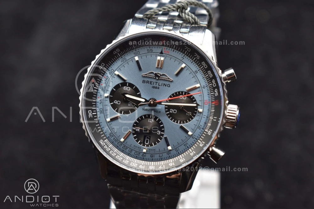 Colorful Navitimer SS 43mm BLS 1:1 Best Edition Blue Dial on SS Bracelet A 432