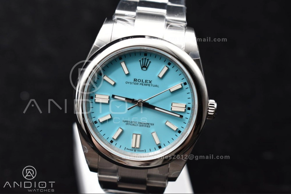 Oyster Perpetual 124300 41mm DIWF 1:1 Best Edition 904L Steel Tiffany Blue Dial A Stretchable 944