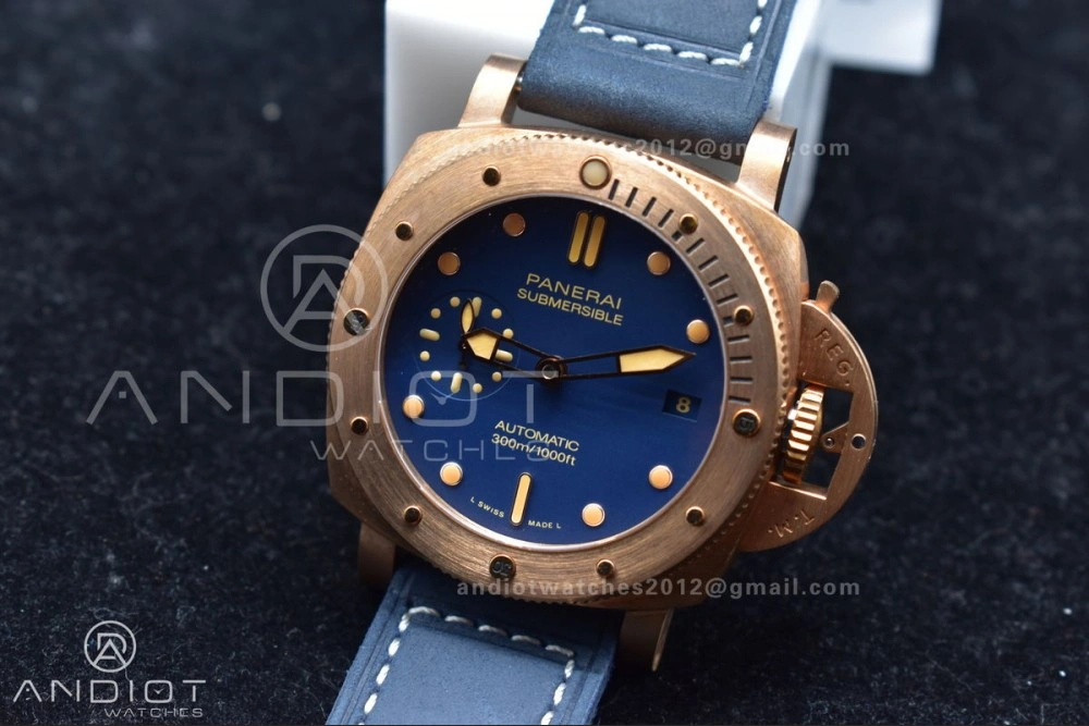 Seasonal PAM1074 W Bronzo VSF 1:1 Best Edition Blue Dial on Blue Calfskin Strap P.900 Clone 974