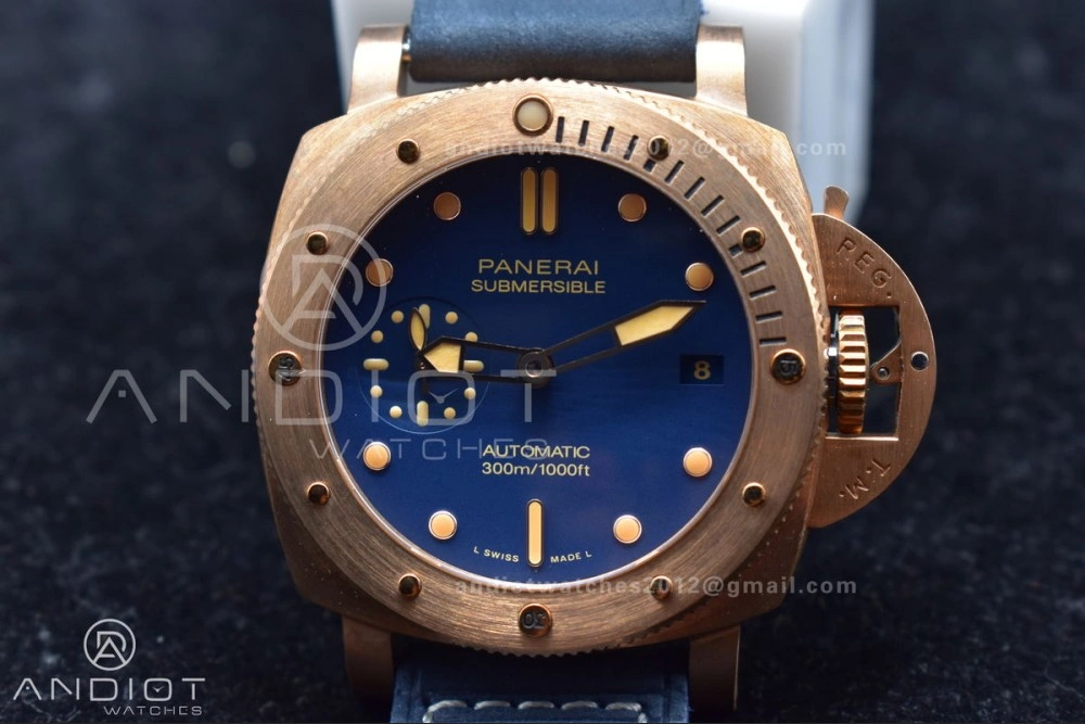 Versatile PAM1074 W Bronzo VSF 1:1 Best Edition Blue Dial on Blue Calfskin Strap P.900 Clone 331