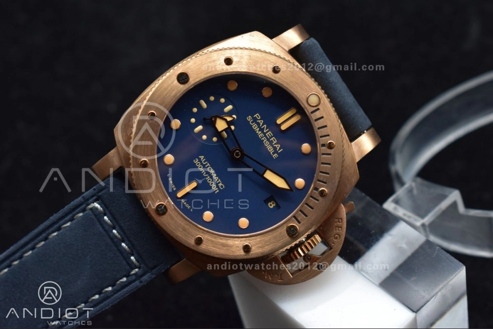 Versatile PAM1074 W Bronzo VSF 1:1 Best Edition Blue Dial on Blue Calfskin Strap P.900 Clone 331