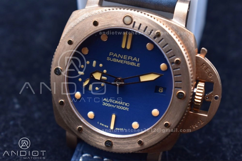 Versatile PAM1074 W Bronzo VSF 1:1 Best Edition Blue Dial on Blue Calfskin Strap P.900 Clone 331