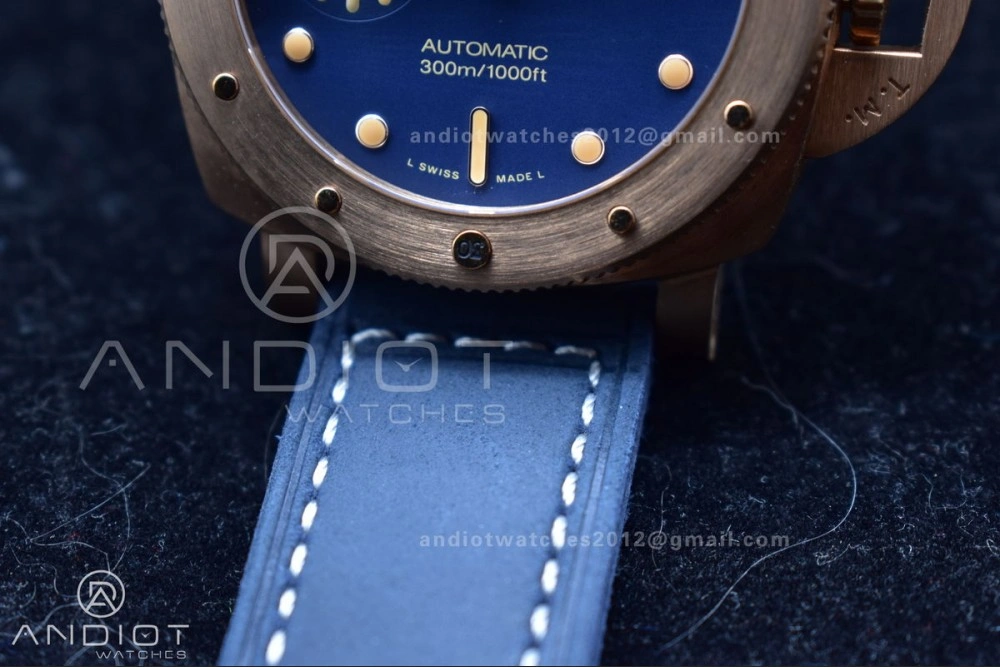 Versatile PAM1074 W Bronzo VSF 1:1 Best Edition Blue Dial on Blue Calfskin Strap P.900 Clone 331