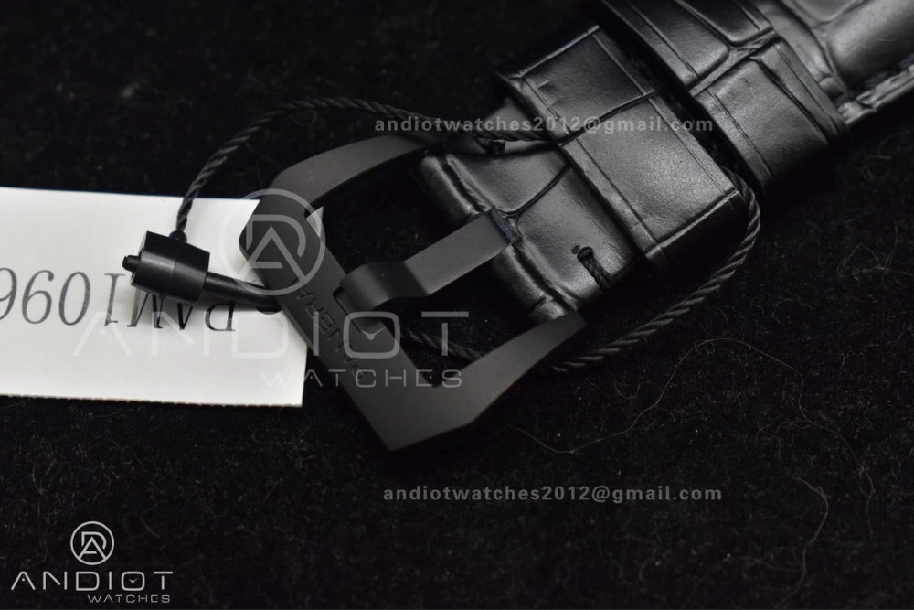 PAM1096 W Luminor GMT 42mm Titanium VSF 1:1 Best Edition Black Dial on Black Leather Strap P.9011 Super Clone TechFriendly 335