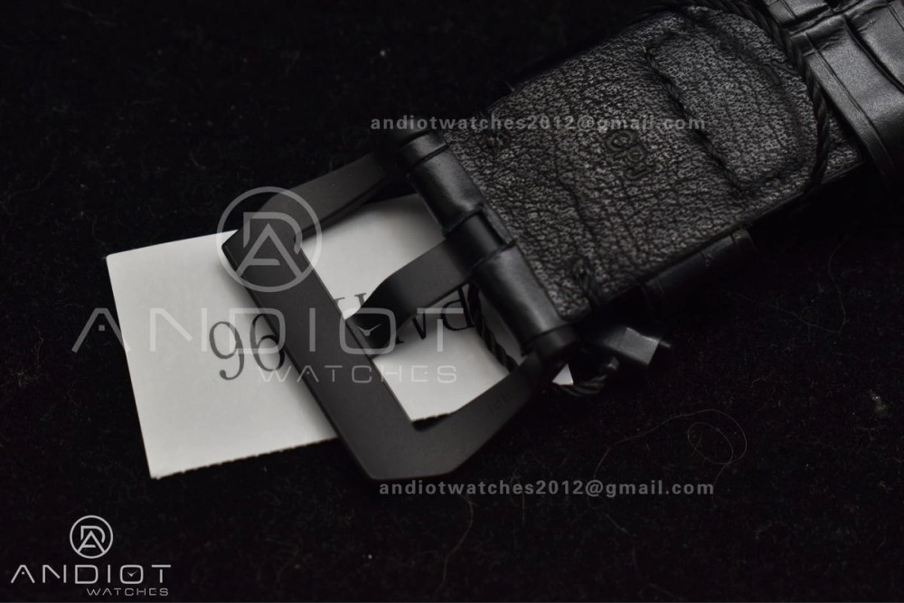 PAM1096 W Luminor GMT 42mm Titanium VSF 1:1 Best Edition Black Dial on Black Leather Strap P.9011 Super Clone TechFriendly 335