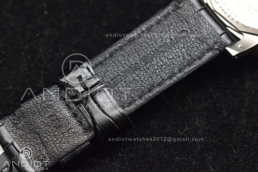 PAM1096 W Luminor GMT 42mm Titanium VSF 1:1 Best Edition Black Dial on Black Leather Strap P.9011 Super Clone TechFriendly 335