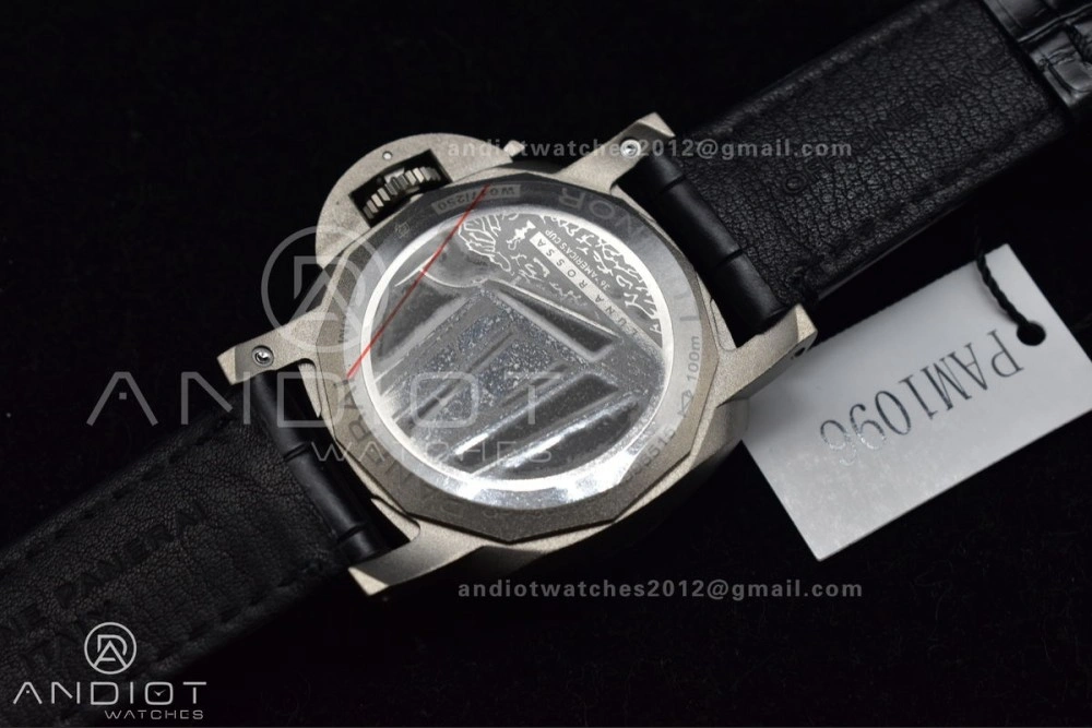 PAM1096 W Luminor GMT 42mm Titanium VSF 1:1 Best Edition Black Dial on Black Leather Strap P.9011 Super Clone TechFriendly 335