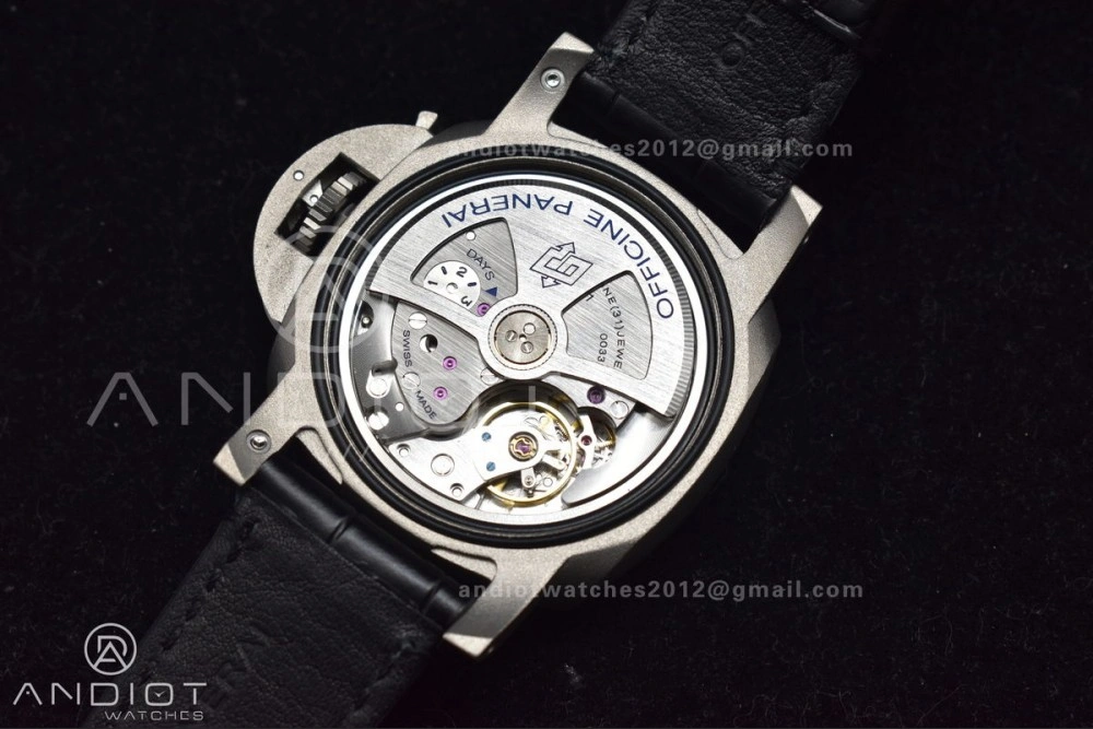 PAM1096 W Luminor GMT 42mm Titanium VSF 1:1 Best Edition Black Dial on Black Leather Strap P.9011 Super Clone TechFriendly 335