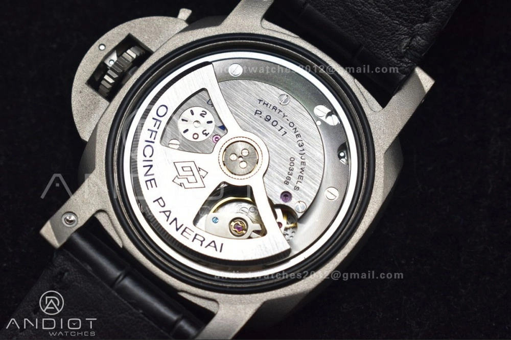 PAM1096 W Luminor GMT 42mm Titanium VSF 1:1 Best Edition Black Dial on Black Leather Strap P.9011 Super Clone TechFriendly 335
