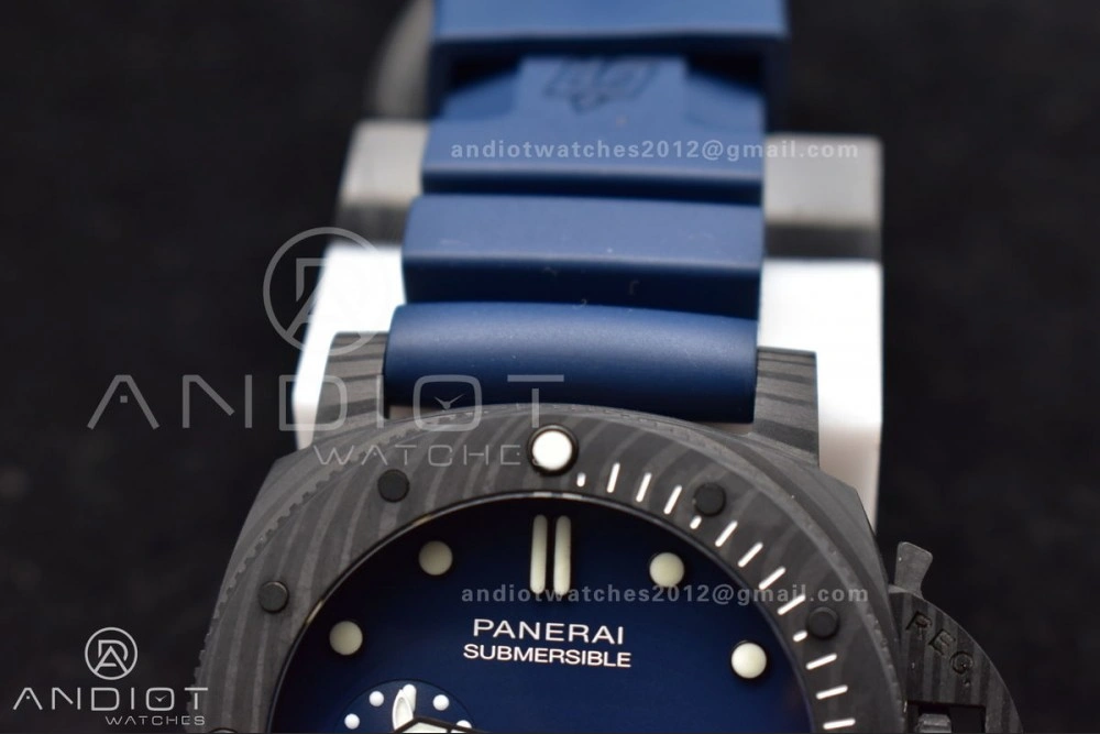TechFriendly PAM1232 W Carbotech SBF 1:1 Best Edition Blue Dial on Blue Rubber Strap P 324