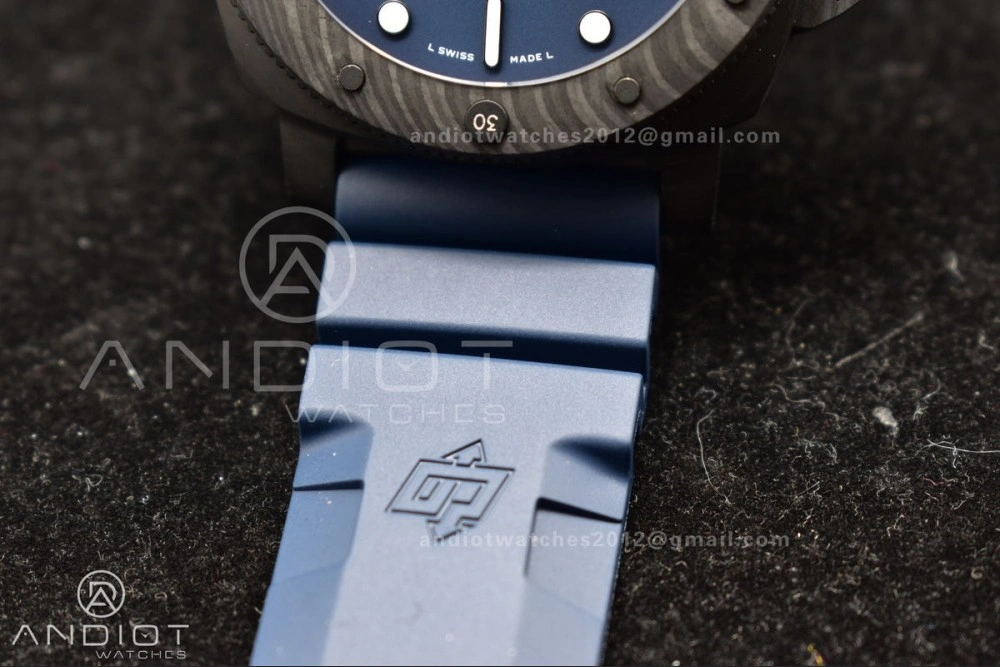 TechFriendly PAM1232 W Carbotech SBF 1:1 Best Edition Blue Dial on Blue Rubber Strap P 324
