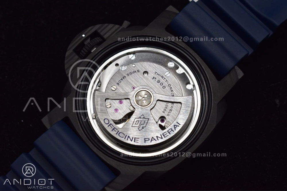 TechFriendly PAM1232 W Carbotech SBF 1:1 Best Edition Blue Dial on Blue Rubber Strap P 324