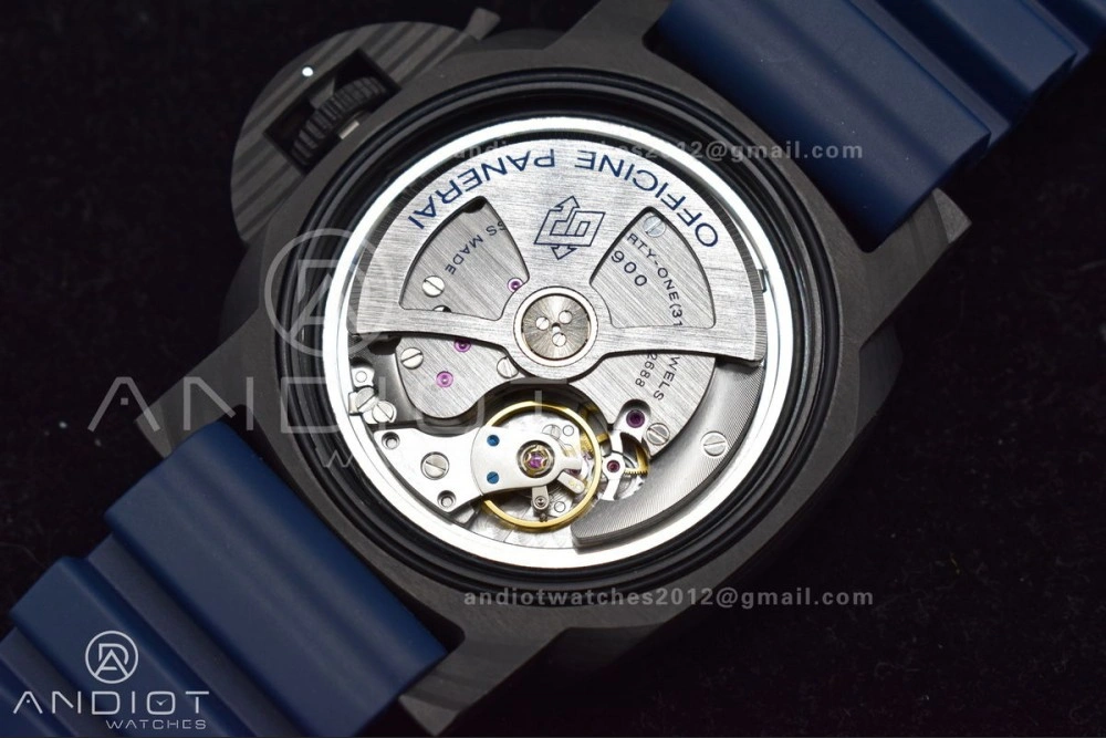 TechFriendly PAM1232 W Carbotech SBF 1:1 Best Edition Blue Dial on Blue Rubber Strap P 324