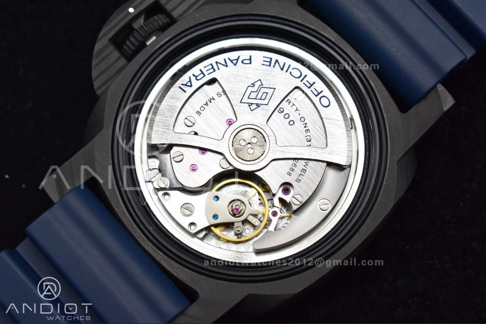 TechFriendly PAM1232 W Carbotech SBF 1:1 Best Edition Blue Dial on Blue Rubber Strap P 324