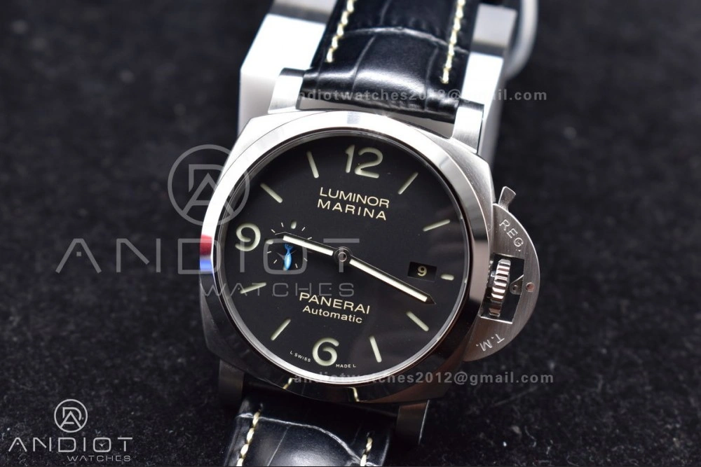 PAM1312 SBF 1:1 Best Edition Black Dial on Black Leather Strap P.9010 Clone RelaxedFit 350