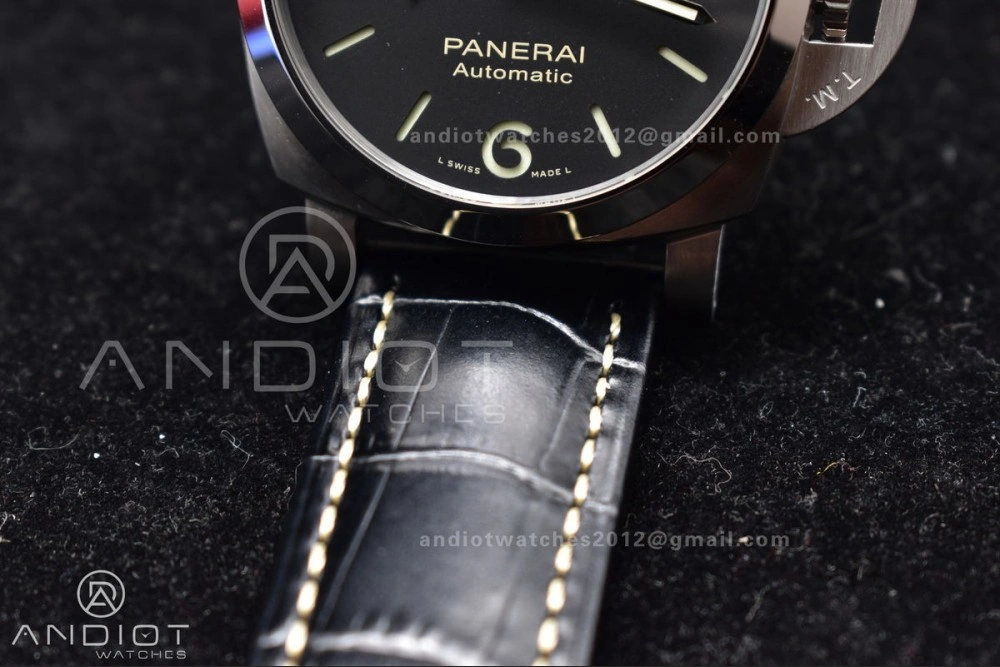 PAM1312 SBF 1:1 Best Edition Black Dial on Black Leather Strap P.9010 Clone RelaxedFit 350